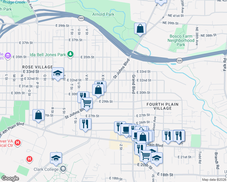 map of restaurants, bars, coffee shops, grocery stores, and more near 3014 Z Street in Vancouver
