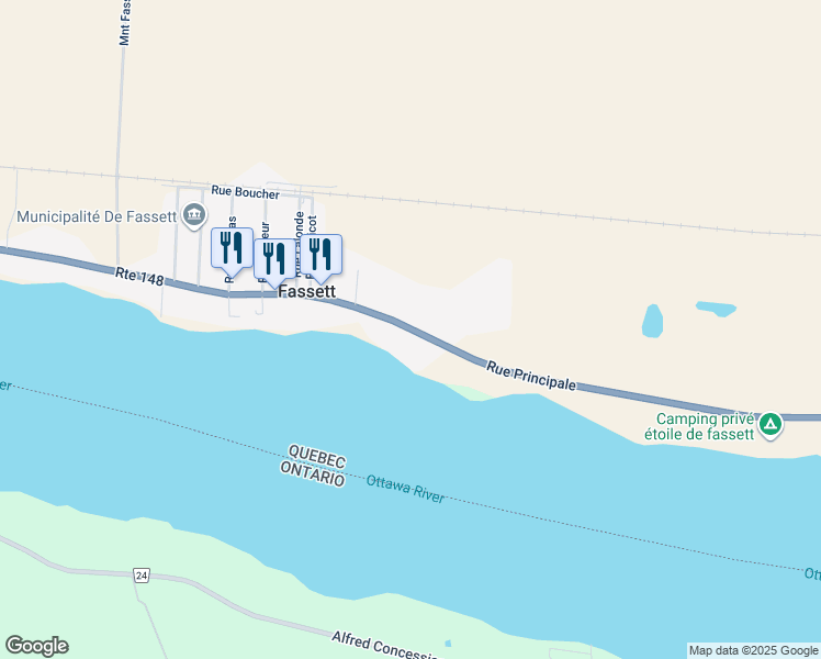 map of restaurants, bars, coffee shops, grocery stores, and more near 146 Rue Principale in Montebello