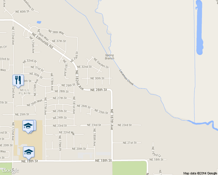 map of restaurants, bars, coffee shops, grocery stores, and more near 2813 Northeast 186th Court in Vancouver