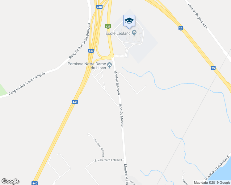 map of restaurants, bars, coffee shops, grocery stores, and more near 1535 Montée Masson in Laval