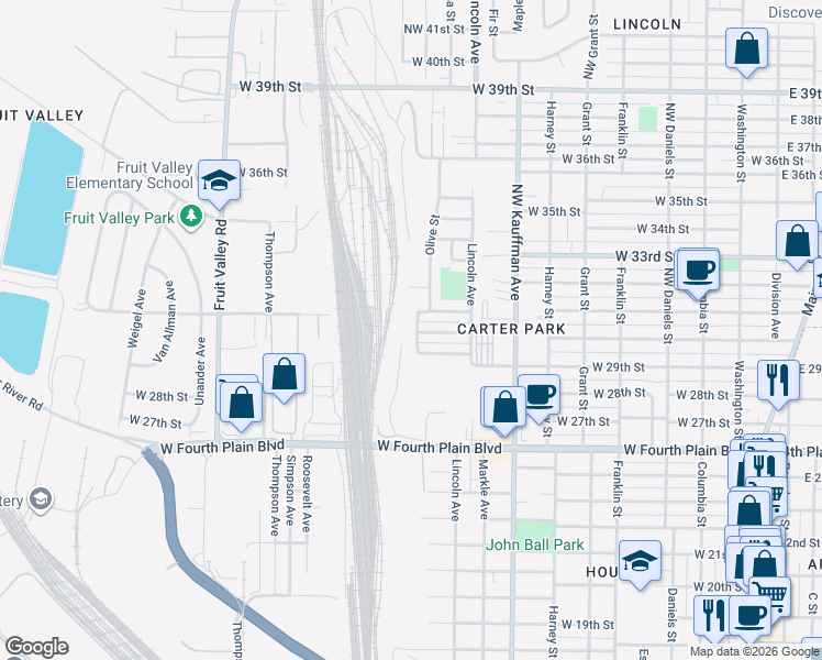 map of restaurants, bars, coffee shops, grocery stores, and more near 3000 Cherry Street in Vancouver