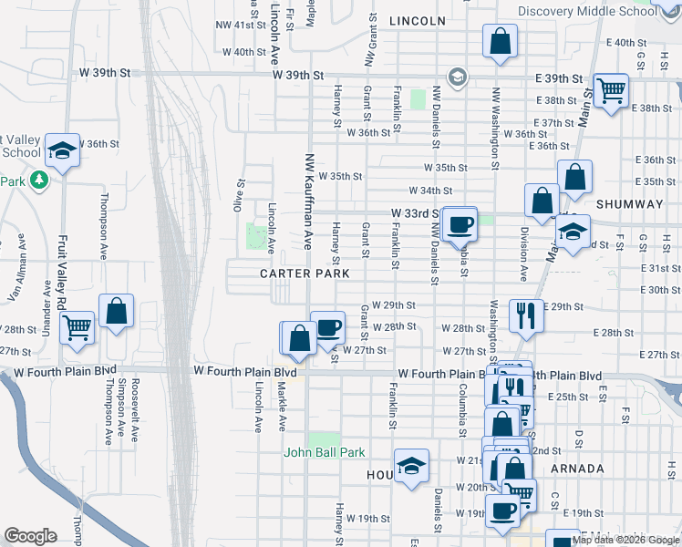 map of restaurants, bars, coffee shops, grocery stores, and more near 712 West 30th Street in Vancouver
