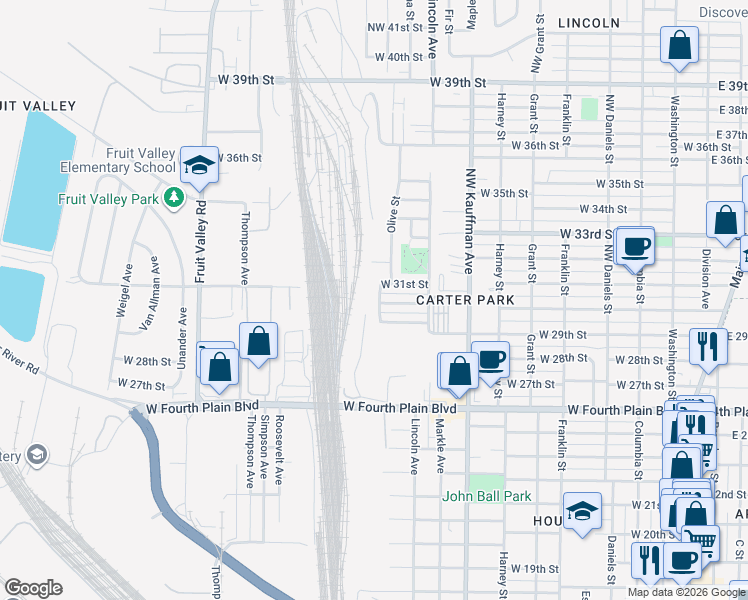 map of restaurants, bars, coffee shops, grocery stores, and more near 3000 Cherry Street in Vancouver