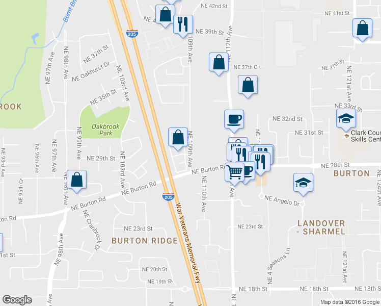 map of restaurants, bars, coffee shops, grocery stores, and more near 3000 Northeast 109th Avenue in Vancouver