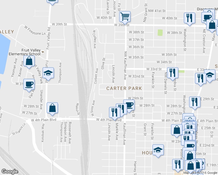 map of restaurants, bars, coffee shops, grocery stores, and more near 1120 West 30th Street in Vancouver