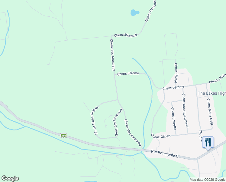 map of restaurants, bars, coffee shops, grocery stores, and more near 27 Chemin des Amoureux in Outaouais