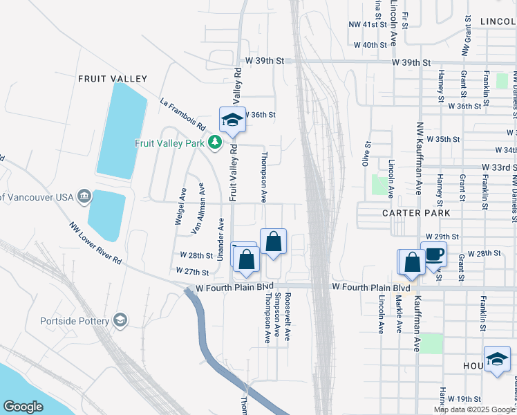 map of restaurants, bars, coffee shops, grocery stores, and more near 1903 West 31st Street in Vancouver