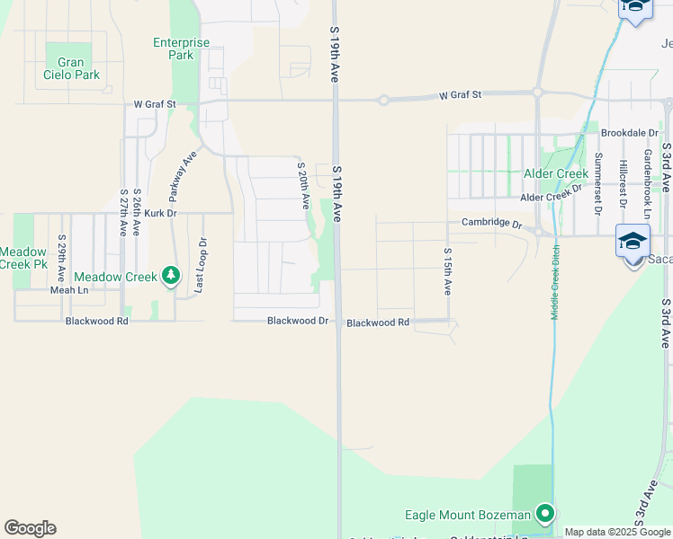 map of restaurants, bars, coffee shops, grocery stores, and more near 4473 South 19th Avenue in Bozeman