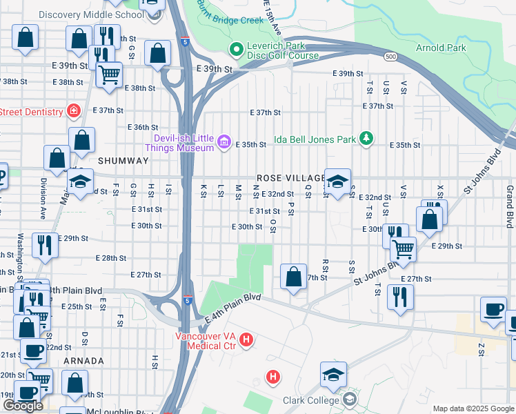 map of restaurants, bars, coffee shops, grocery stores, and more near 1408 East 31st Street in Vancouver