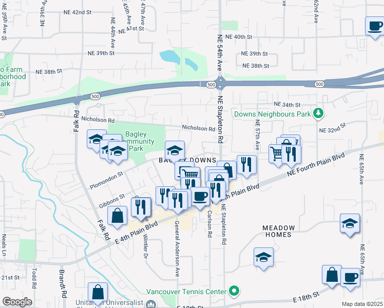 map of restaurants, bars, coffee shops, grocery stores, and more near in Vancouver
