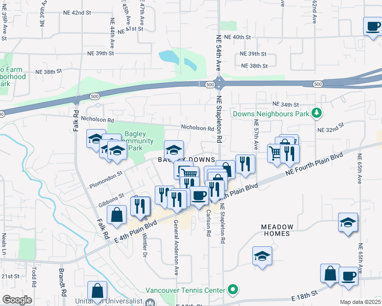 map of restaurants, bars, coffee shops, grocery stores, and more near in Vancouver