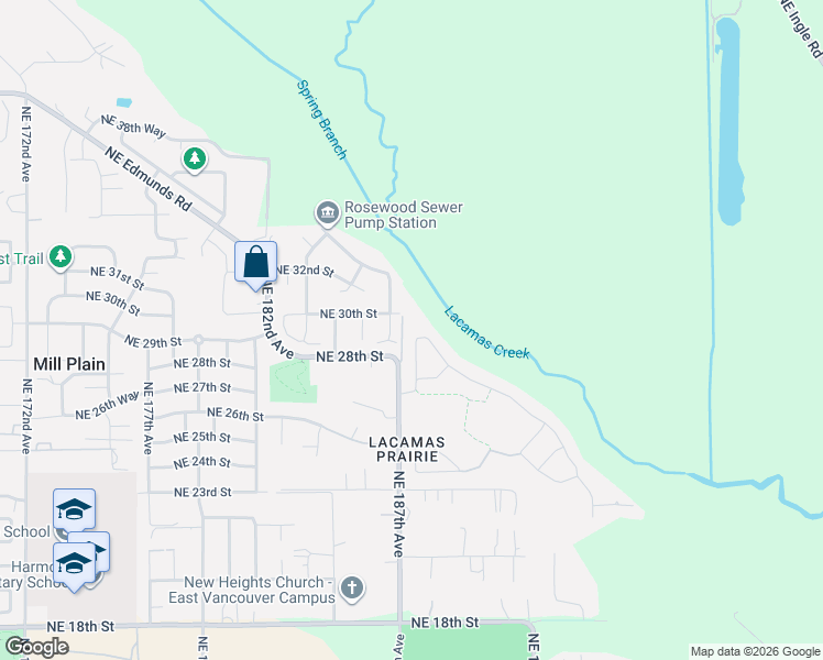 map of restaurants, bars, coffee shops, grocery stores, and more near 2803 Northeast 187th Avenue in Vancouver