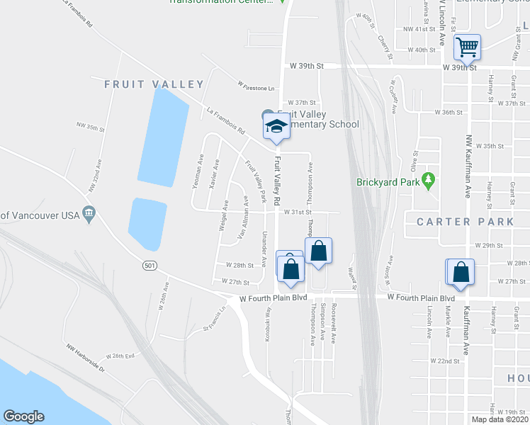 map of restaurants, bars, coffee shops, grocery stores, and more near Unander Avenue in Vancouver