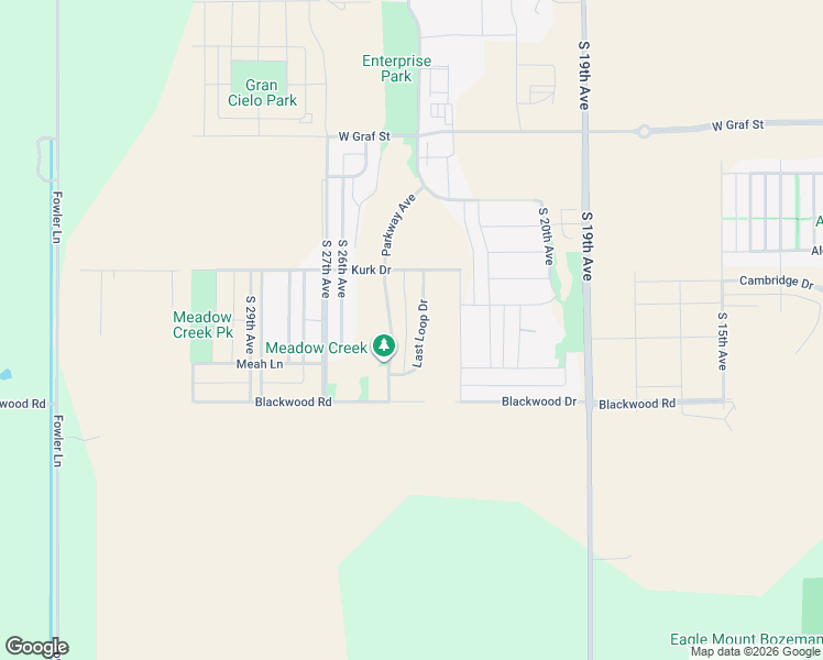 map of restaurants, bars, coffee shops, grocery stores, and more near Last Loop Drive in Bozeman