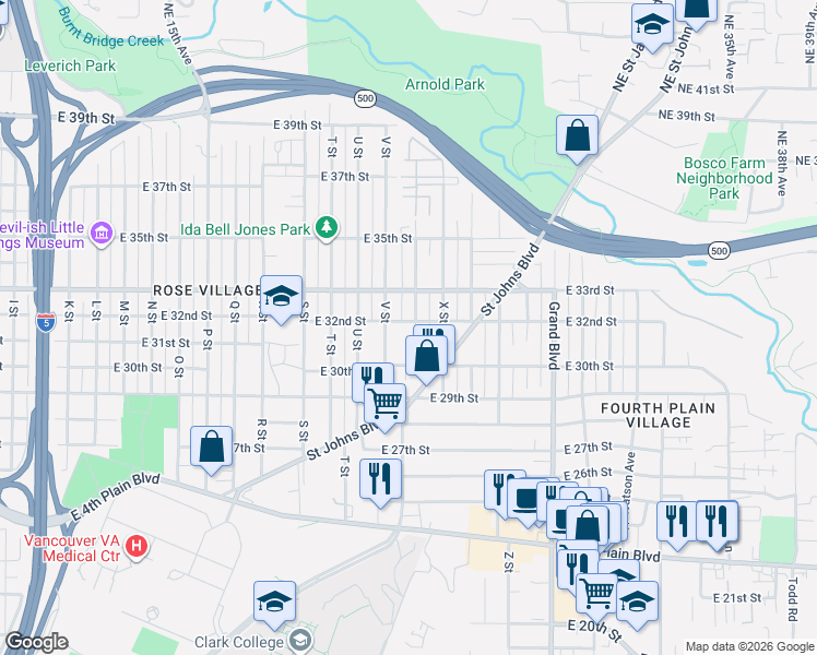 map of restaurants, bars, coffee shops, grocery stores, and more near 3100 W Street in Vancouver