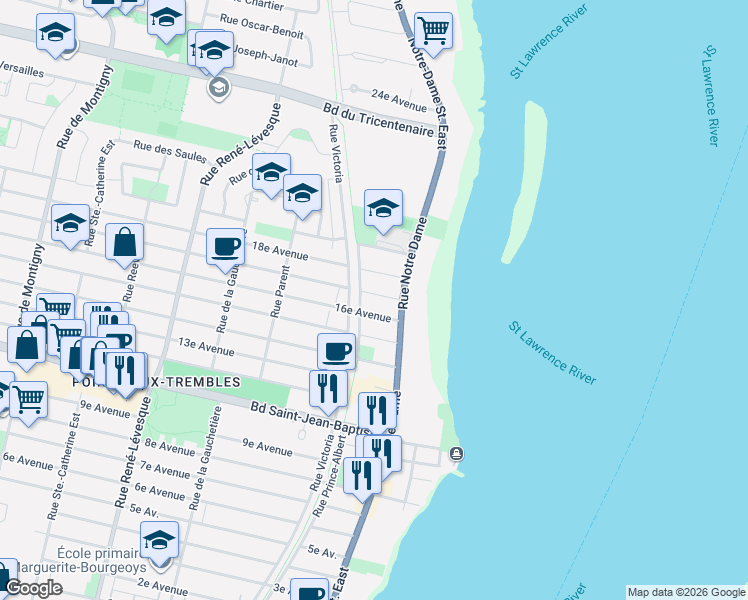map of restaurants, bars, coffee shops, grocery stores, and more near 532 17e Avenue in Montrã©Al