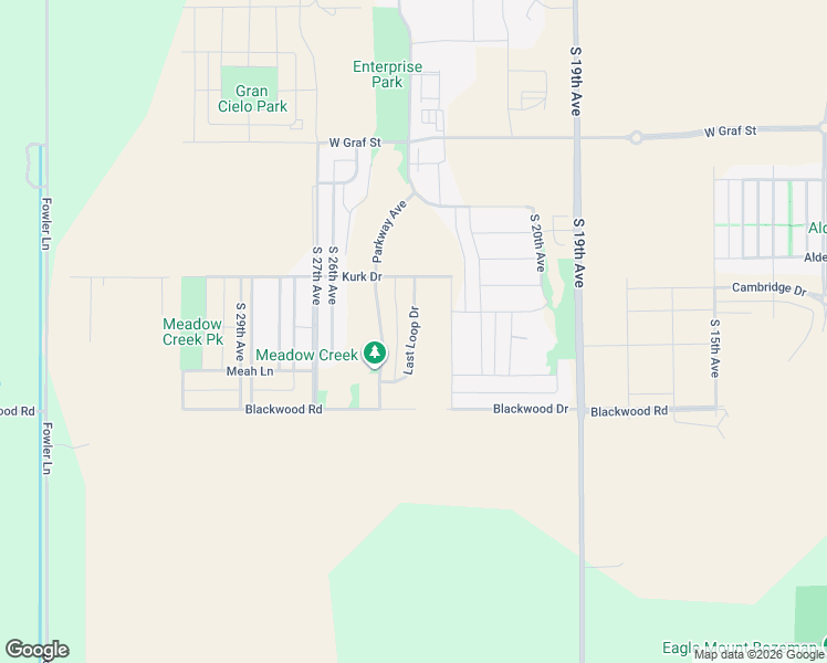 map of restaurants, bars, coffee shops, grocery stores, and more near Last Loop Drive in Bozeman