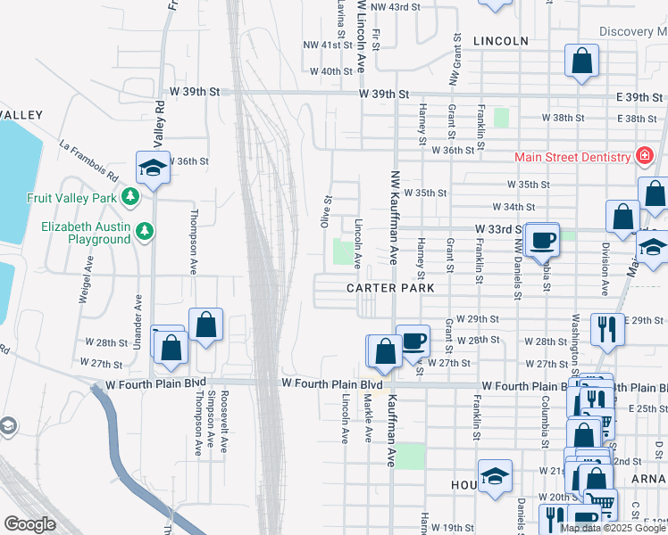 map of restaurants, bars, coffee shops, grocery stores, and more near 1120 West 30th Street in Vancouver