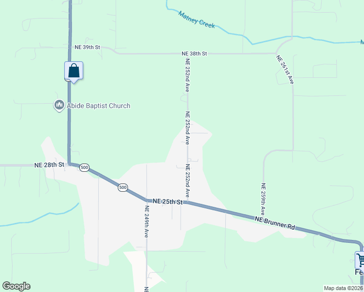 map of restaurants, bars, coffee shops, grocery stores, and more near 2916 Northeast 252nd Avenue in Camas