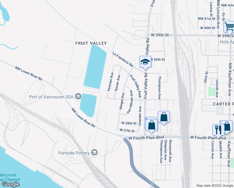 map of restaurants, bars, coffee shops, grocery stores, and more near 3107 Xavier Avenue in Vancouver