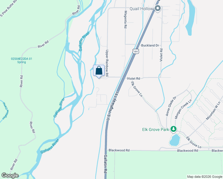 map of restaurants, bars, coffee shops, grocery stores, and more near 2890 Upper Rainbow Road in Bozeman
