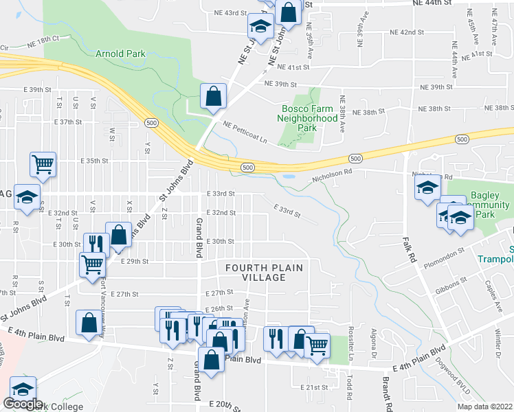 map of restaurants, bars, coffee shops, grocery stores, and more near 3013 East 33rd Street in Vancouver