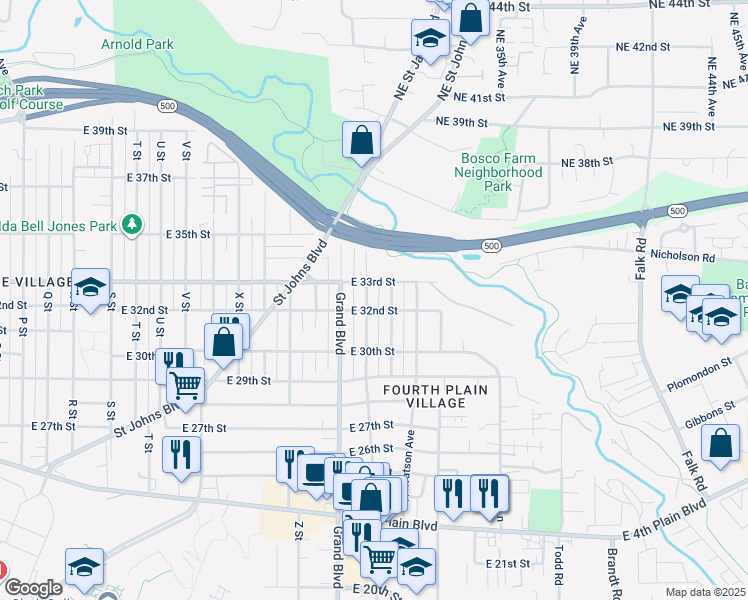 map of restaurants, bars, coffee shops, grocery stores, and more near 2911 East 33rd Street in Vancouver