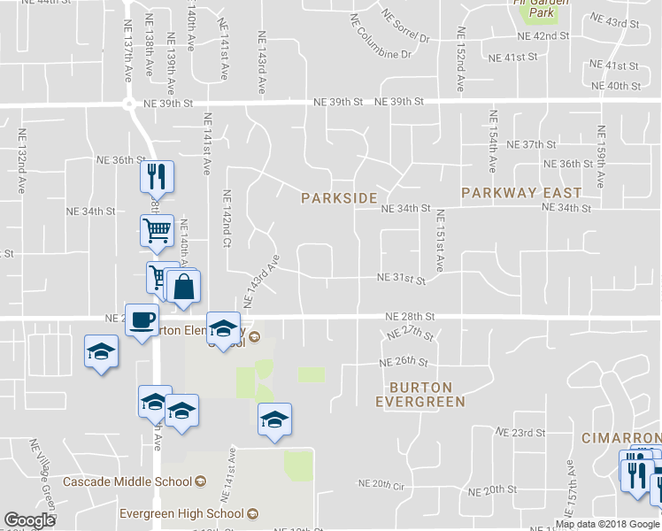 map of restaurants, bars, coffee shops, grocery stores, and more near 3106 Northeast 146th Avenue in Vancouver
