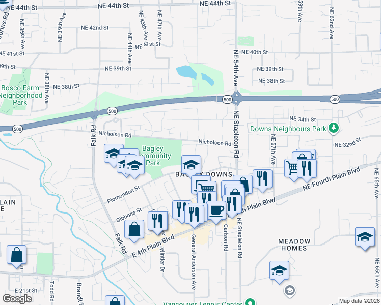 map of restaurants, bars, coffee shops, grocery stores, and more near 4710 Plomondon Street in Vancouver