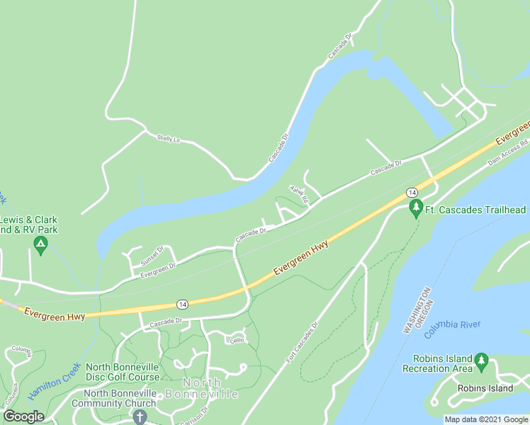 map of restaurants, bars, coffee shops, grocery stores, and more near 20 Park Lane Place in North Bonneville