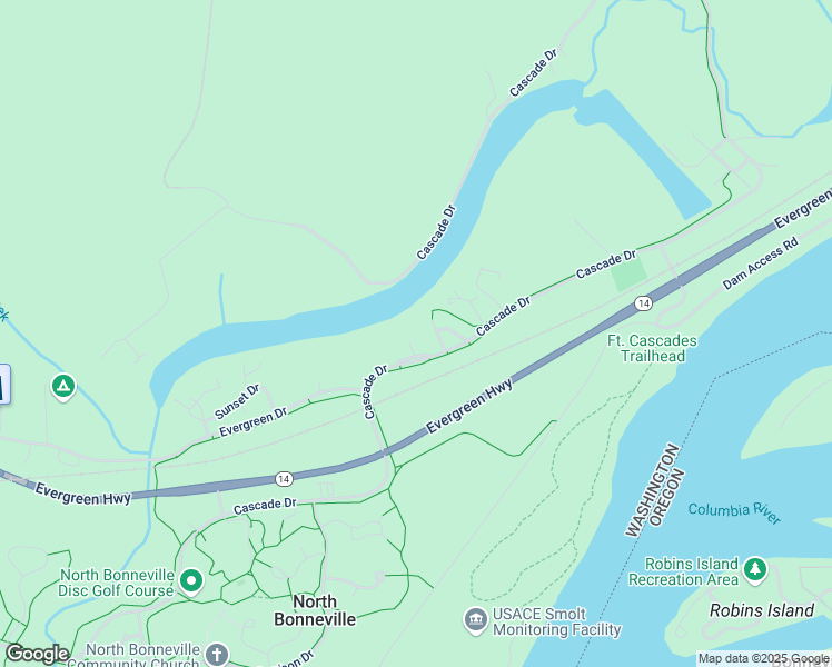 map of restaurants, bars, coffee shops, grocery stores, and more near 20 Park Lane Place in North Bonneville