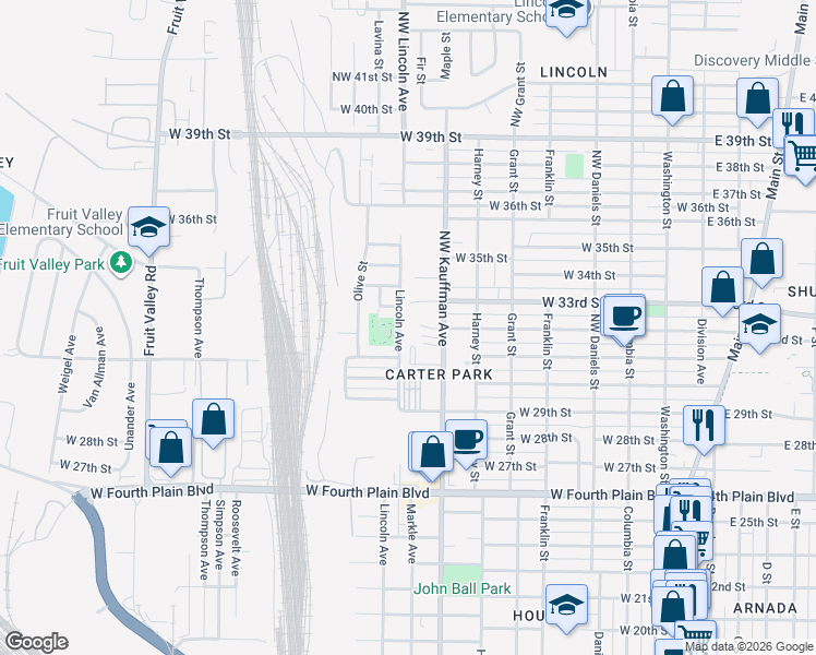 map of restaurants, bars, coffee shops, grocery stores, and more near 3116 Kauffman Avenue in Vancouver