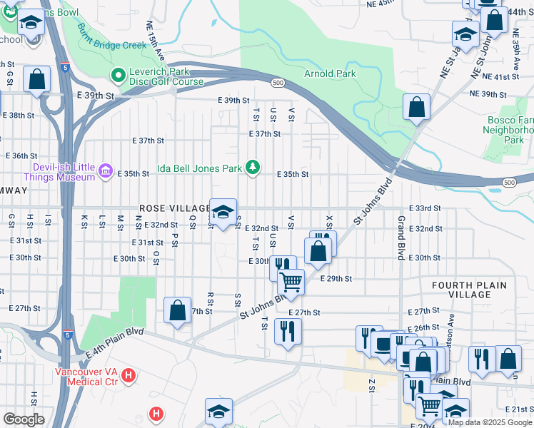 map of restaurants, bars, coffee shops, grocery stores, and more near 1915 East 33rd Street in Vancouver