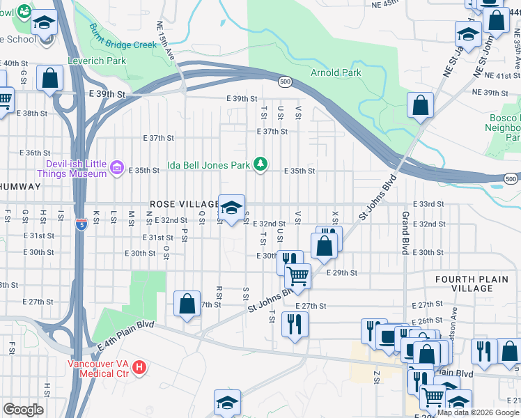 map of restaurants, bars, coffee shops, grocery stores, and more near 1915 East 33rd Street in Vancouver