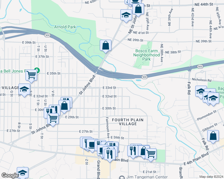 map of restaurants, bars, coffee shops, grocery stores, and more near 2911 East 33rd Street in Vancouver