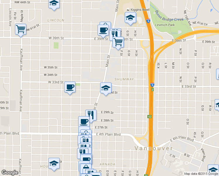 map of restaurants, bars, coffee shops, grocery stores, and more near 401 East 33rd Street in Vancouver