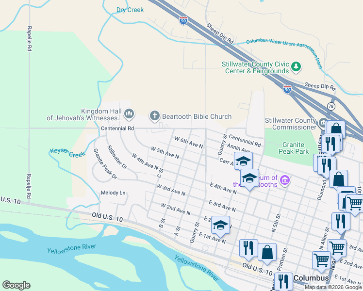 map of restaurants, bars, coffee shops, grocery stores, and more near 241 W 6th Ave N in Columbus