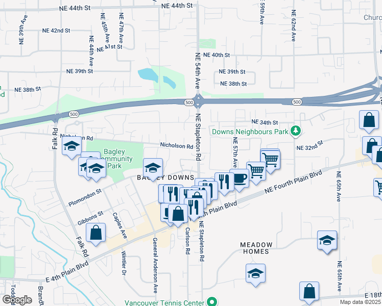 map of restaurants, bars, coffee shops, grocery stores, and more near 3204 Northeast Stapleton Road in Vancouver