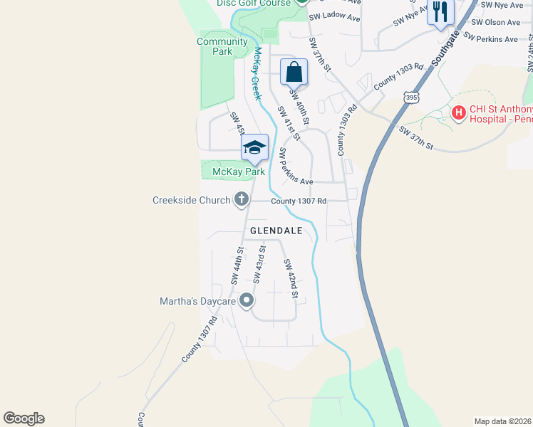map of restaurants, bars, coffee shops, grocery stores, and more near 4297 Southwest Runnion Court in Pendleton