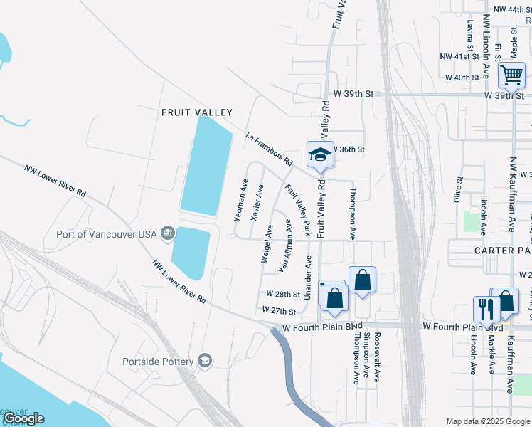 map of restaurants, bars, coffee shops, grocery stores, and more near 3114 Weigel Avenue in Vancouver