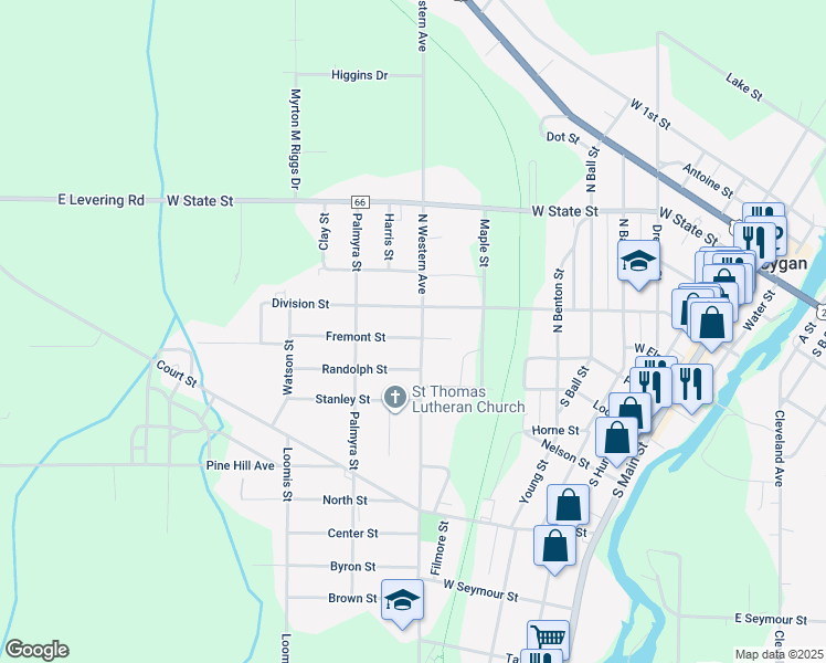 map of restaurants, bars, coffee shops, grocery stores, and more near 906 Fremont Street in Cheboygan