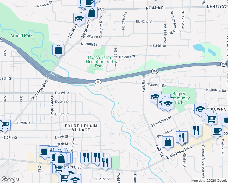 map of restaurants, bars, coffee shops, grocery stores, and more near 3609 Nicholson Road in Vancouver