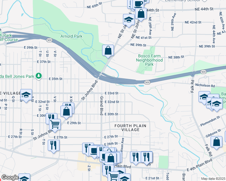 map of restaurants, bars, coffee shops, grocery stores, and more near 2908 East 33rd Street in Vancouver