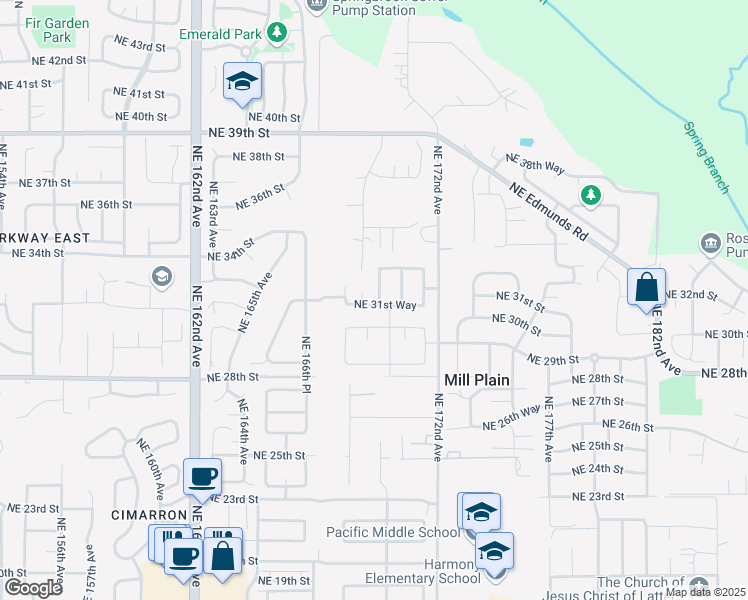 map of restaurants, bars, coffee shops, grocery stores, and more near 16824 Northeast 31st Way in Vancouver