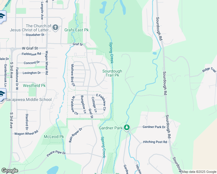 map of restaurants, bars, coffee shops, grocery stores, and more near 3300 Graf Street in Bozeman
