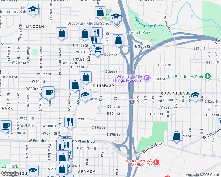 map of restaurants, bars, coffee shops, grocery stores, and more near in Vancouver