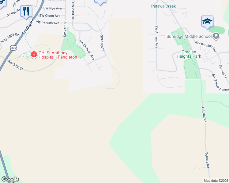 map of restaurants, bars, coffee shops, grocery stores, and more near 1800 Southwest Quinney Avenue in Pendleton