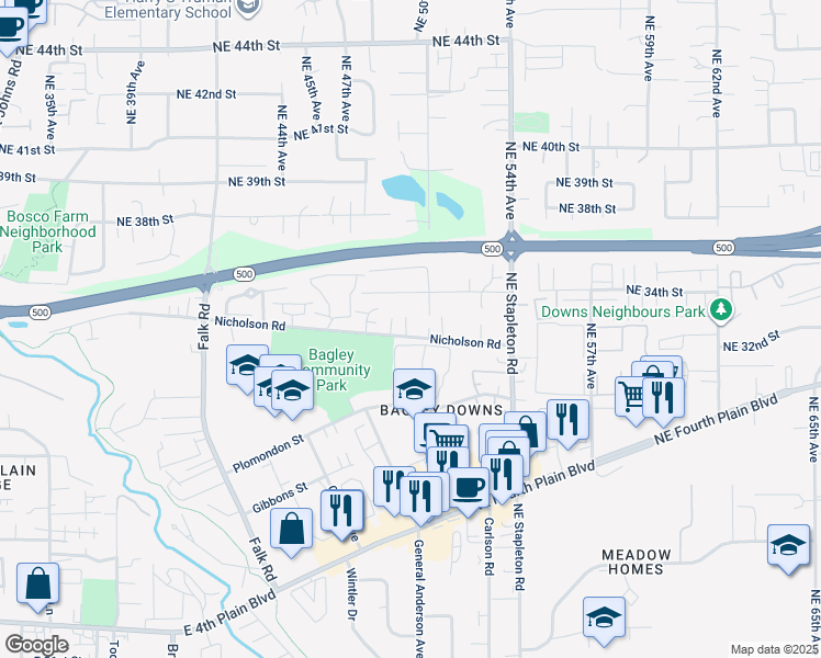 map of restaurants, bars, coffee shops, grocery stores, and more near 4818 Nicholson Road in Vancouver