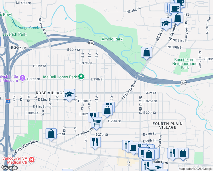 map of restaurants, bars, coffee shops, grocery stores, and more near 3347 W Street in Vancouver