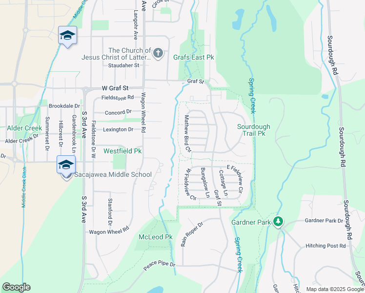 map of restaurants, bars, coffee shops, grocery stores, and more near 102 Silverwood Drive in Bozeman